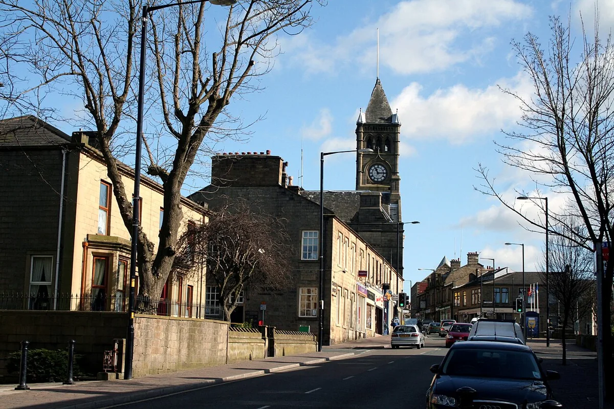 Albert Road and the Town Hall in Colne
